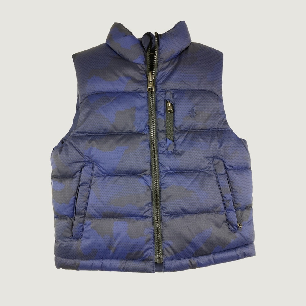 Polo Ralph Lauren Puffer Vest Toddler 3T Blue Camo Reversible Down Fill Coat